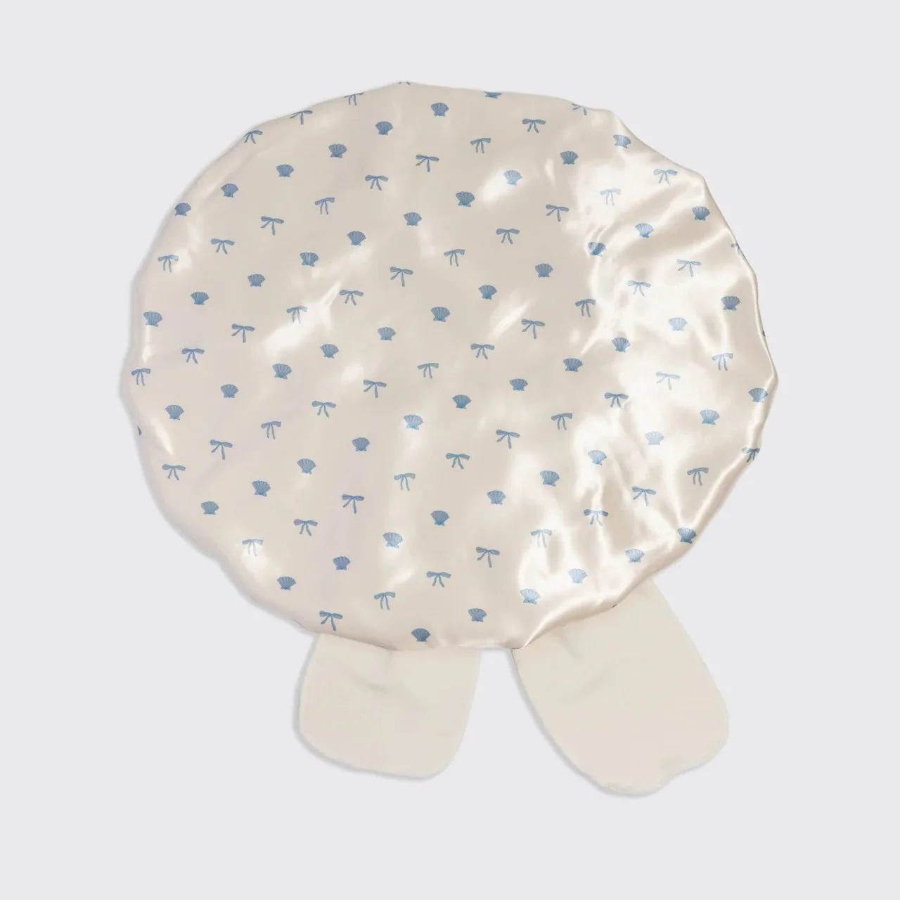 Kitsch Adjustable Oversized Satin Bonnet - Pearlized Cream & Coastal Blue Print - Image 4
