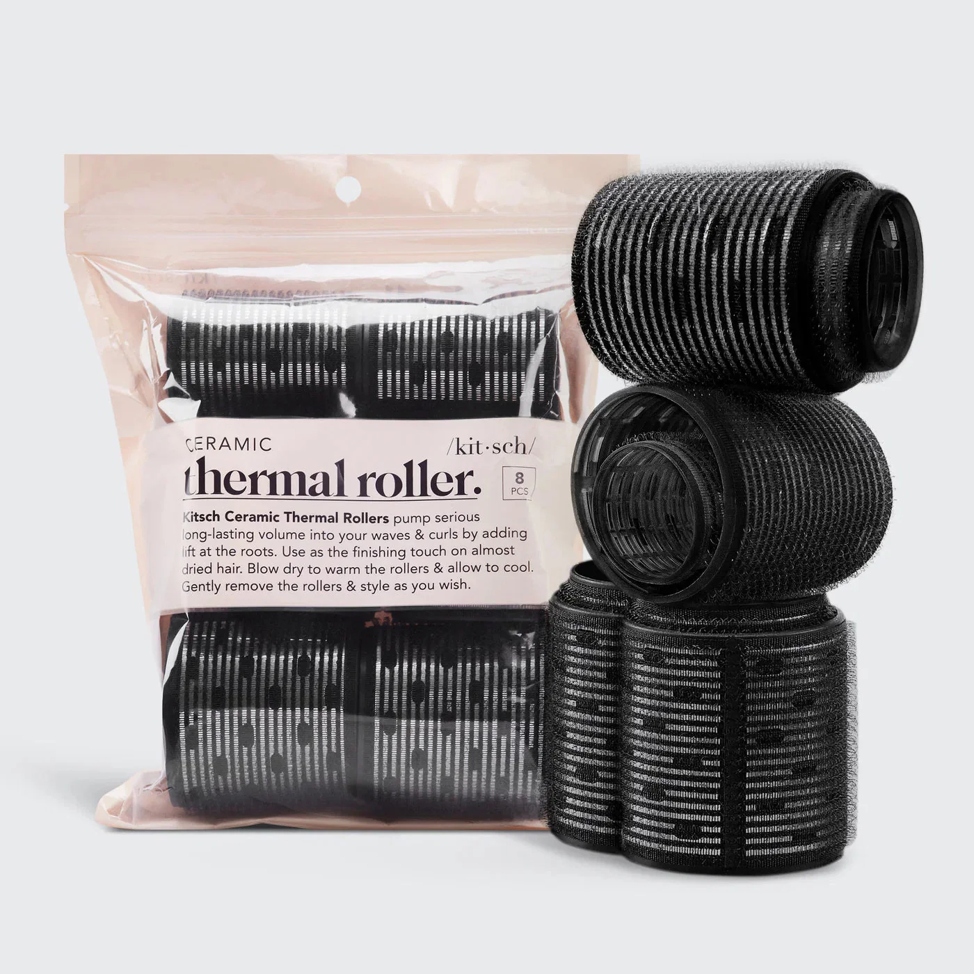 Kitsch Ceramic Thermal Rollers 8pc Set - Black
