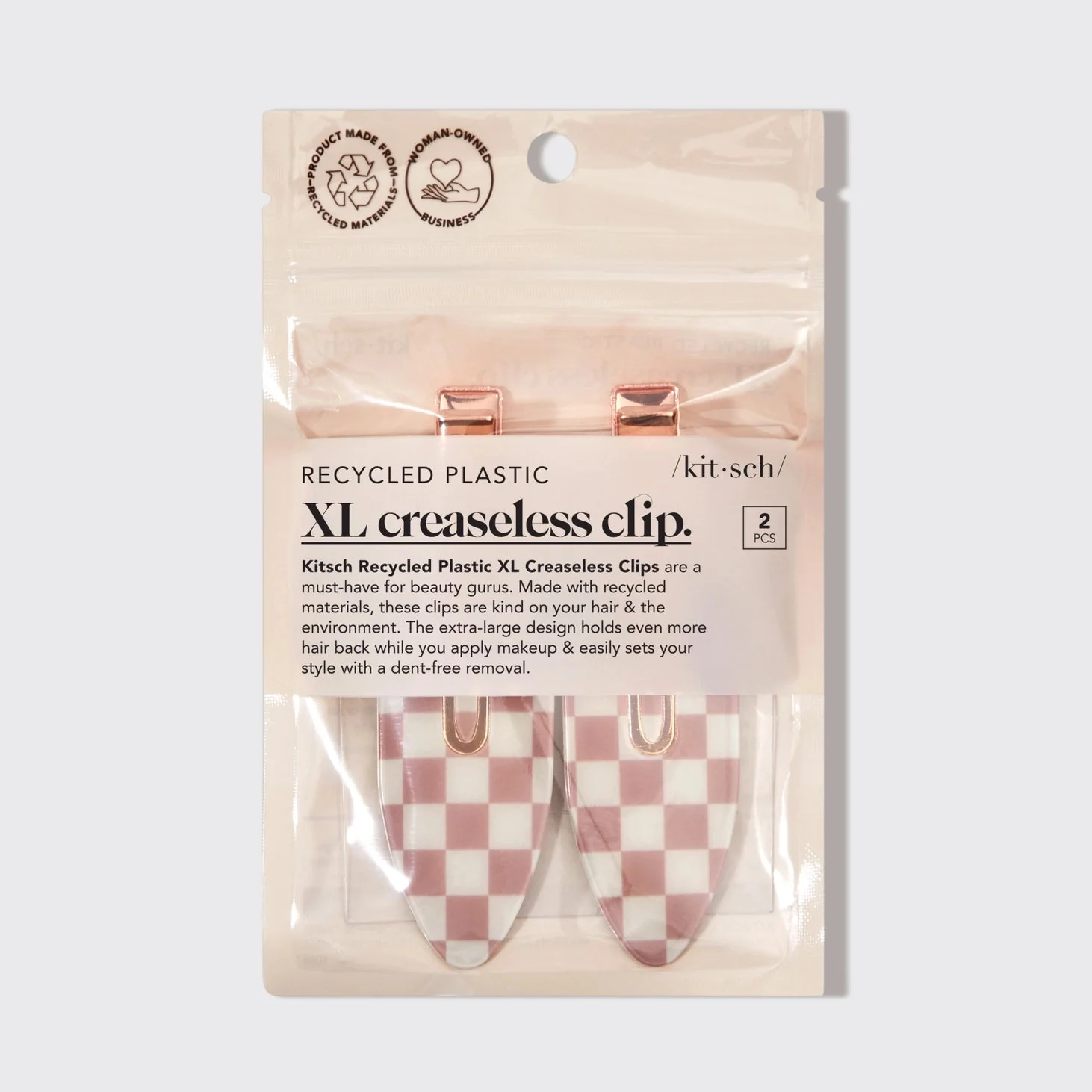 Kitsch XL Creaseless Clips 2pc Set - Terracotta Checker - Image 4