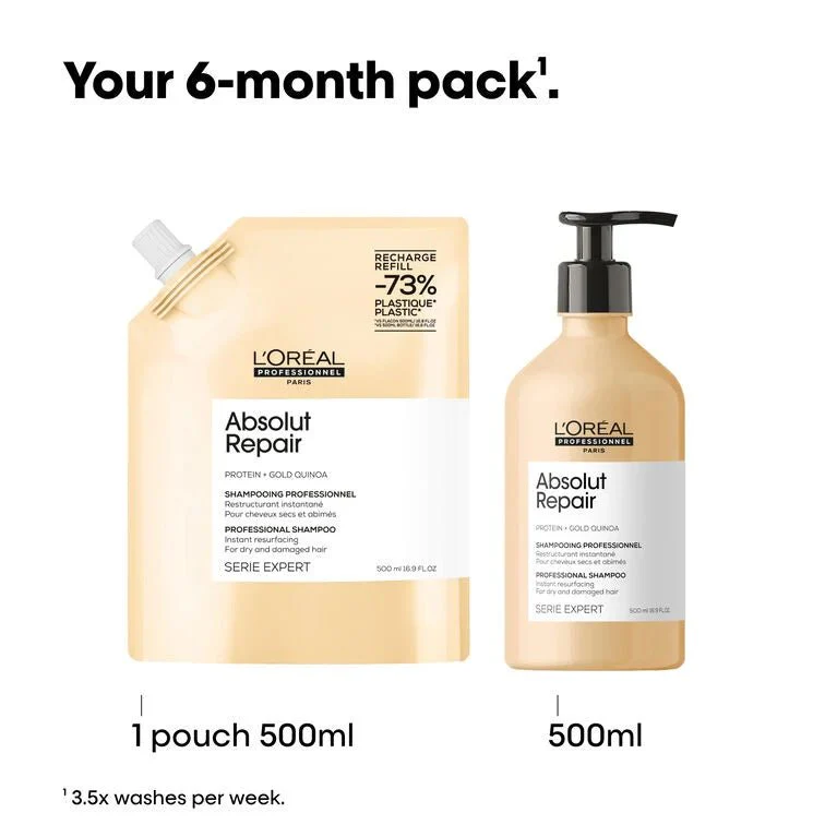 L'Oréal Professionnel Absolut Repair Shampoo Refill Pouch 500ml - Image 2